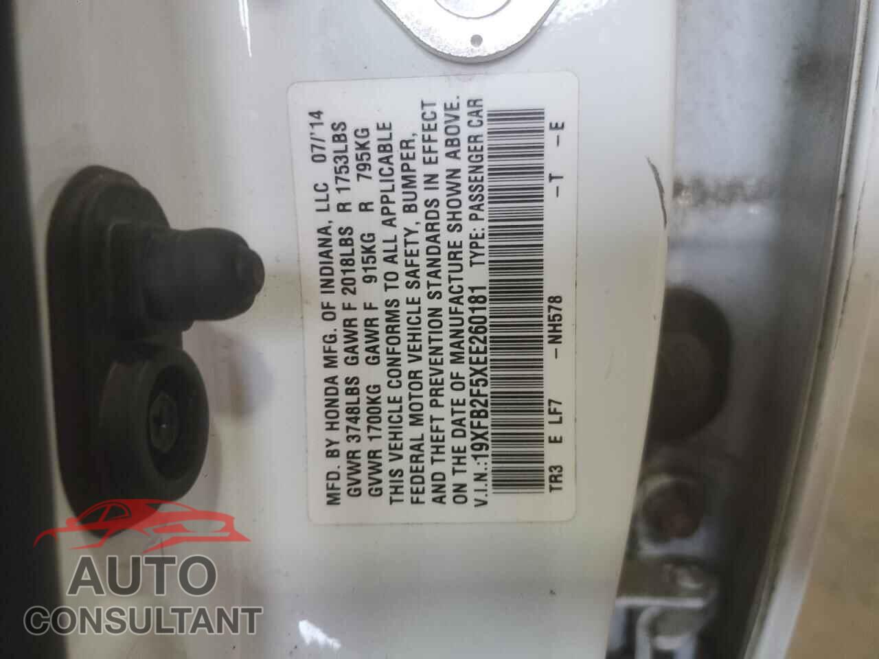 HONDA CIVIC 2014 - 19XFB2F5XEE260181