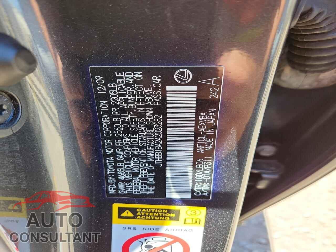 LEXUS HS 2010 - JTHBB1BA2A2023282