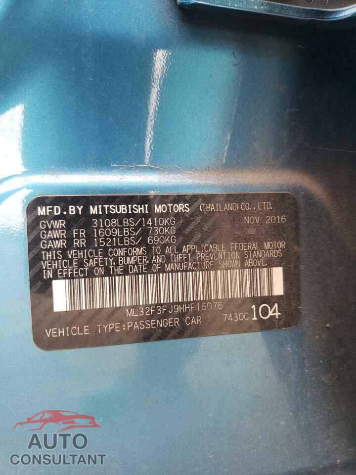 MITSUBISHI MIRAGE 2017 - ML32F3FJ9HHF16076