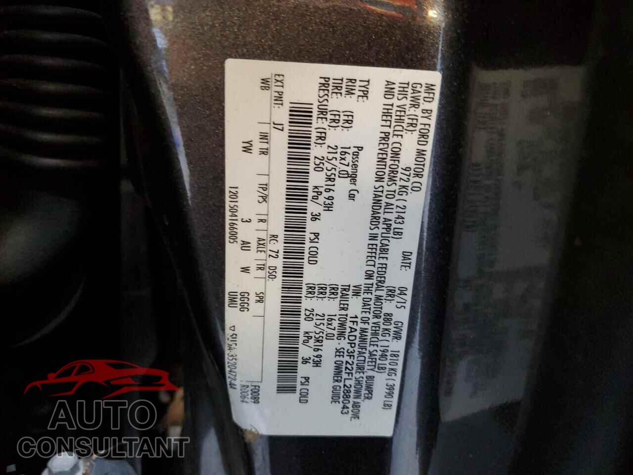 FORD FOCUS 2015 - 1FADP3F22FL288043