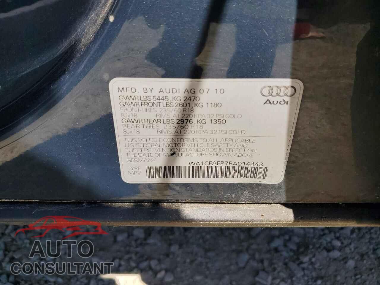AUDI Q5 2011 - WA1CFAFP7BA014443