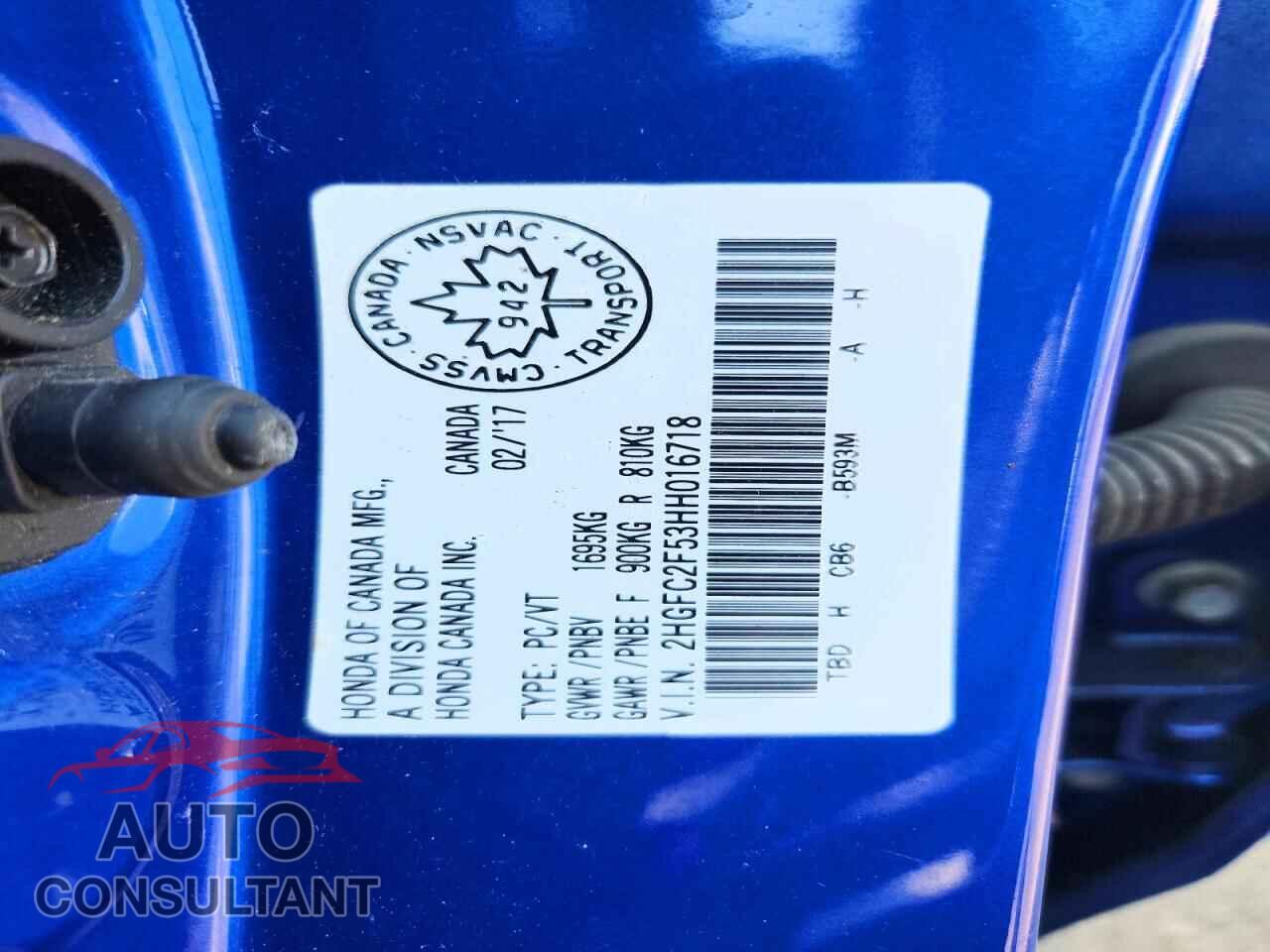 HONDA CIVIC 2017 - 2HGFC2F53HH016718