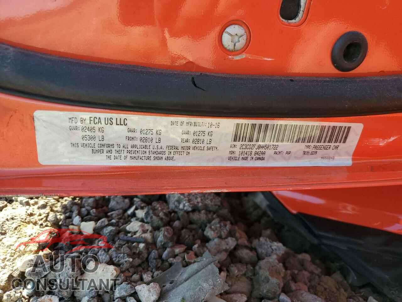 DODGE CHALLENGER 2017 - 2C3CDZFJ8HH501722