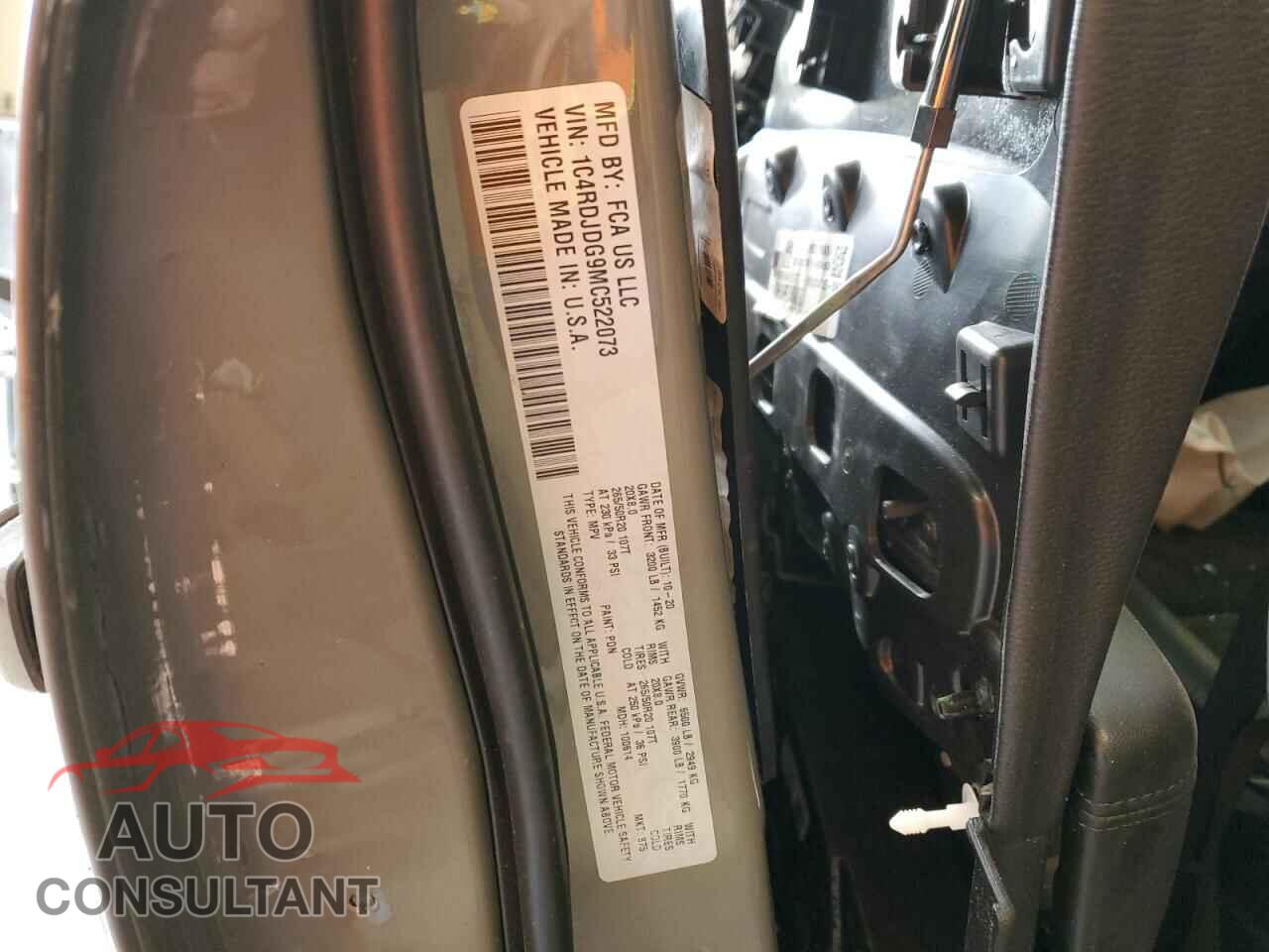 DODGE DURANGO 2021 - 1C4RDJDG9MC522073