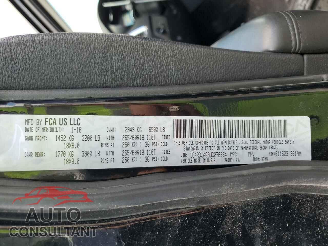 DODGE DURANGO 2018 - 1C4RDJAG9JC276254
