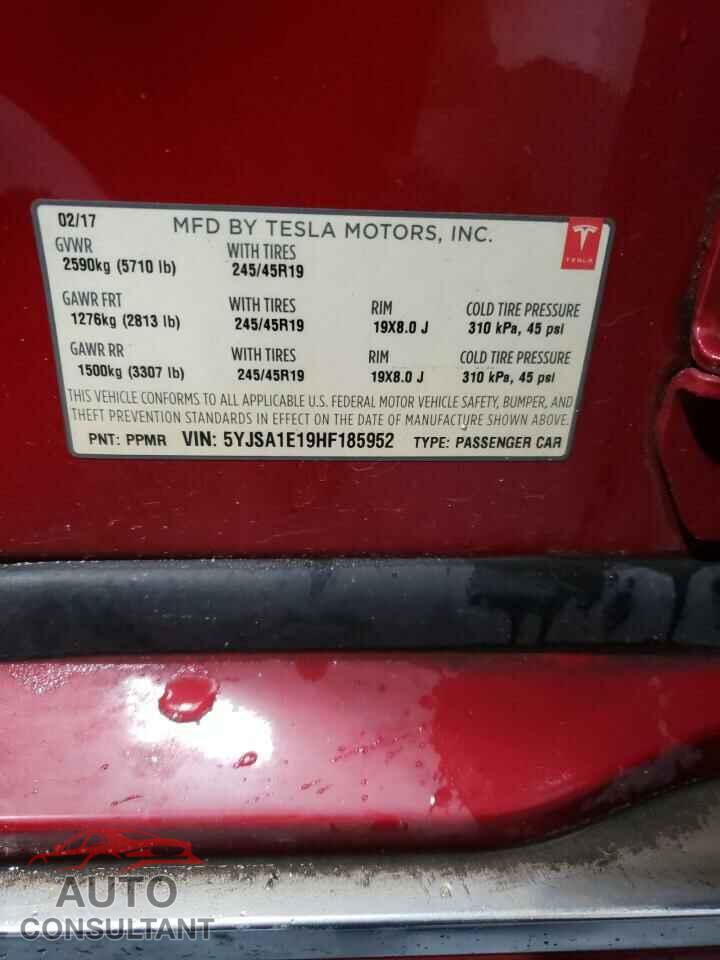 TESLA MODEL S 2017 - 5YJSA1E19HF185952