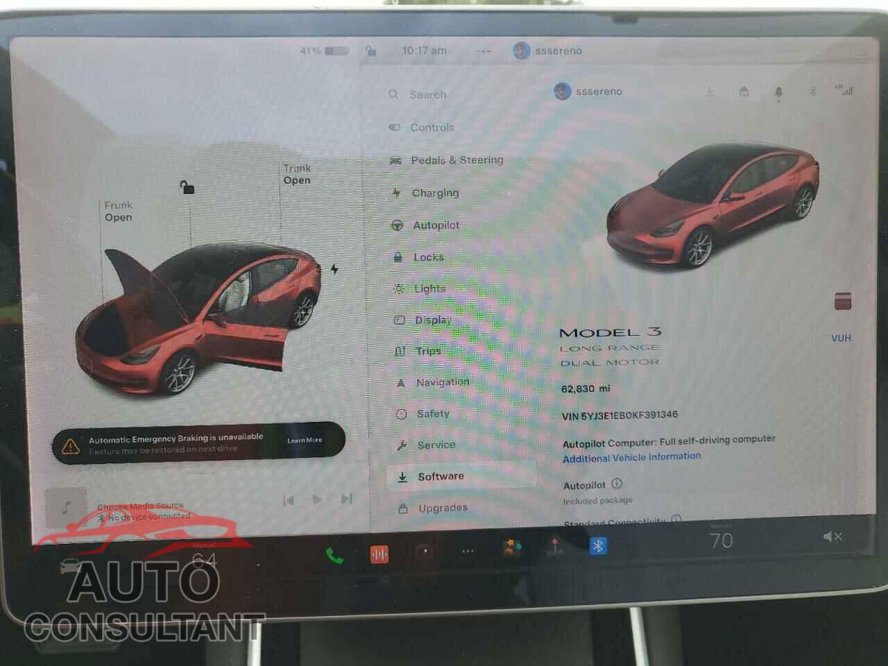 TESLA MODEL 3 2019 - 5YJ3E1EB0KF391346