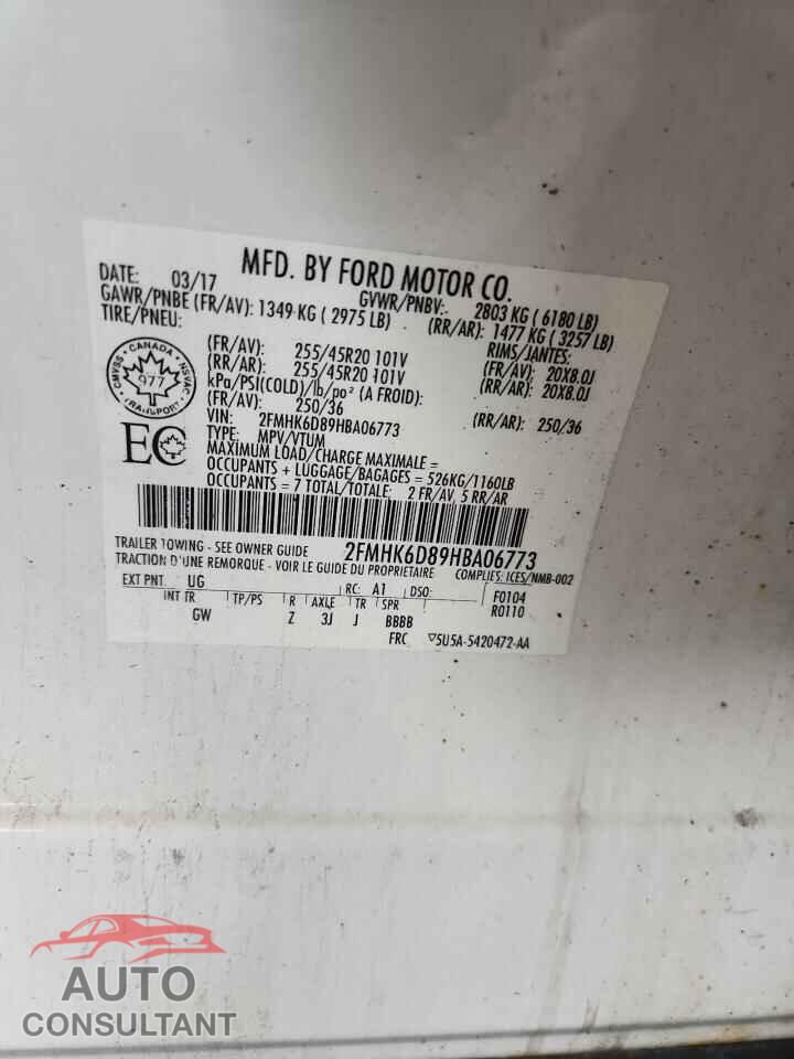 FORD FLEX 2017 - 2FMHK6D89HBA06773