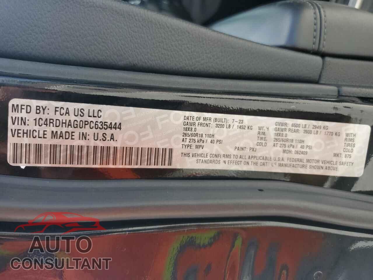 DODGE DURANGO 2023 - 1C4RDHAG0PC635444