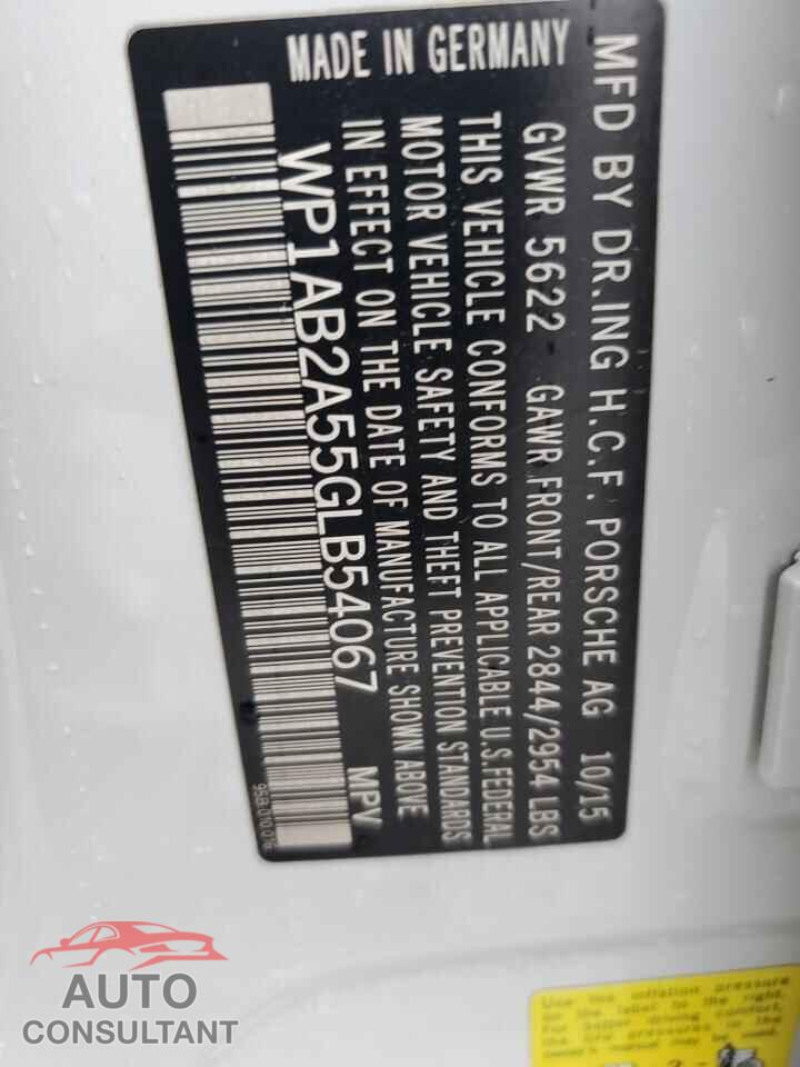 PORSCHE MACAN 2016 - WP1AB2A55GLB54067