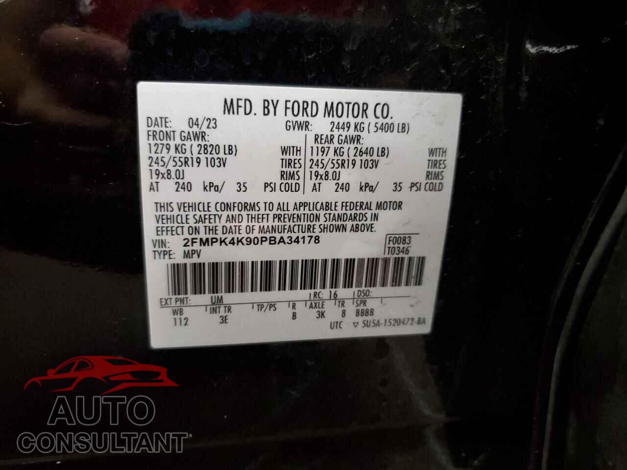 FORD EDGE 2023 - 2FMPK4K90PBA34178