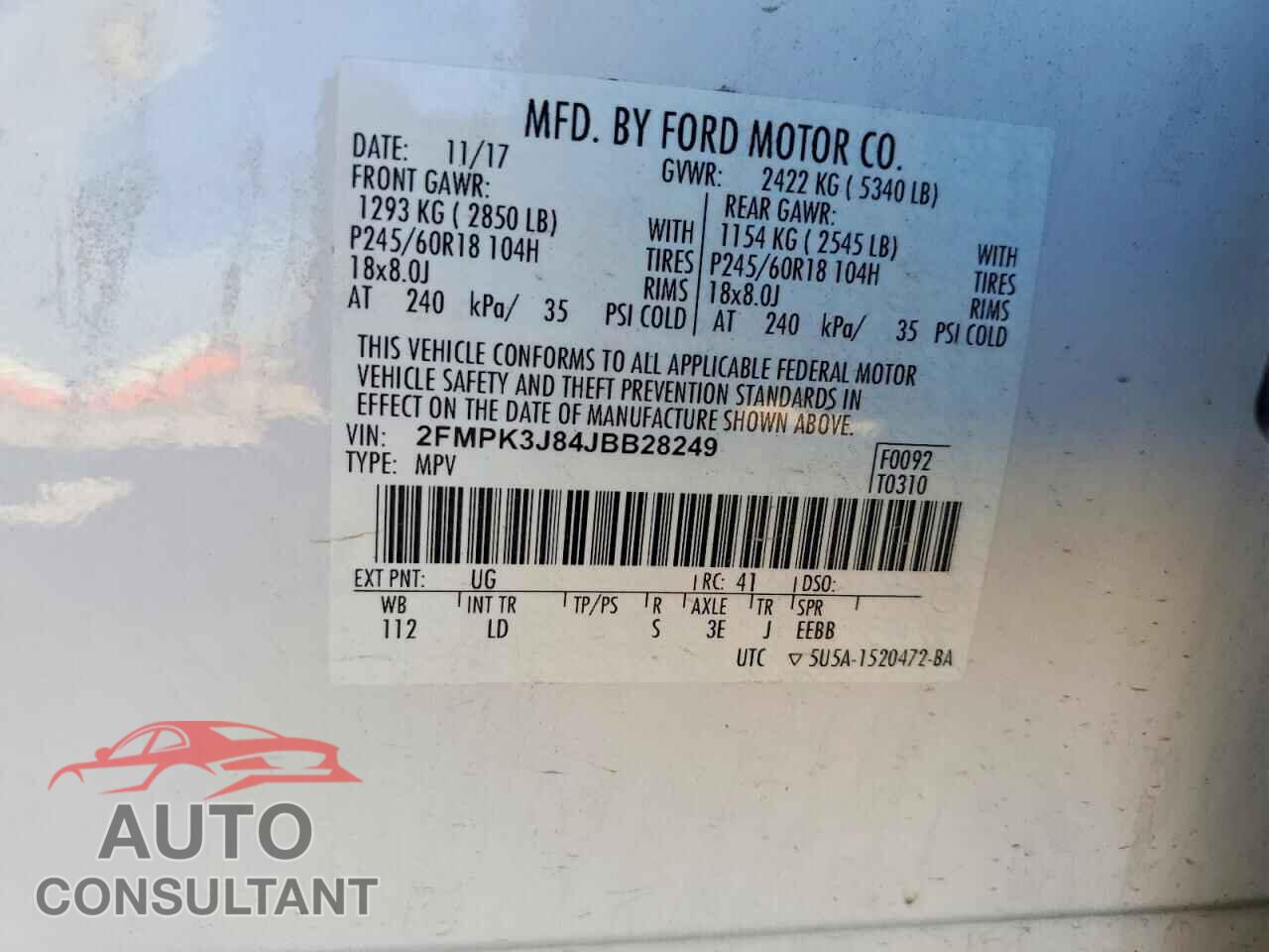 FORD EDGE 2018 - 2FMPK3J84JBB28249