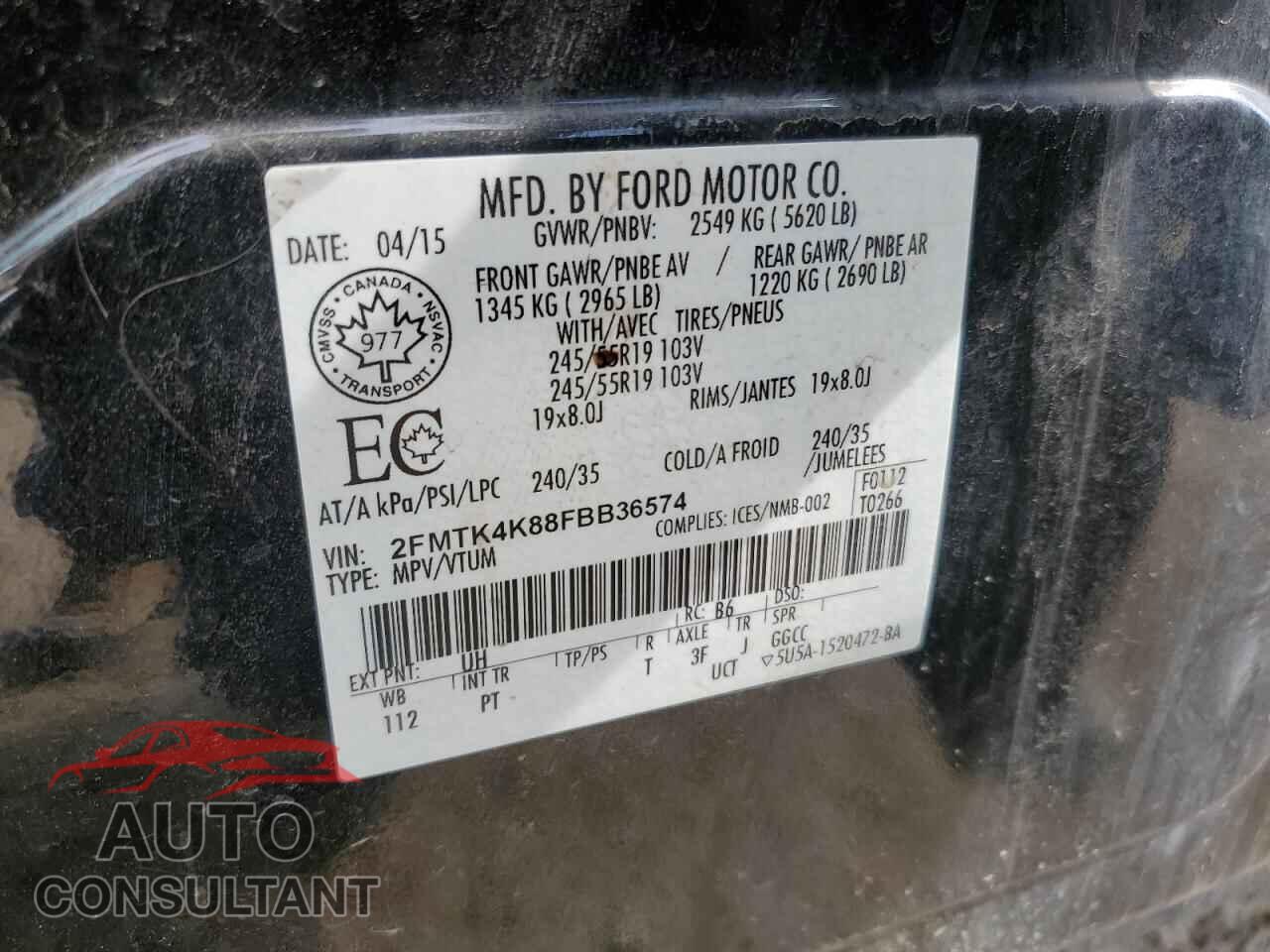 FORD EDGE 2015 - 2FMTK4K88FBB36574