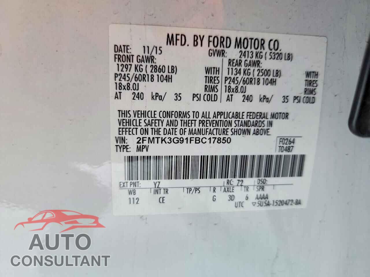 FORD EDGE 2015 - 2FMTK3G91FBC17850