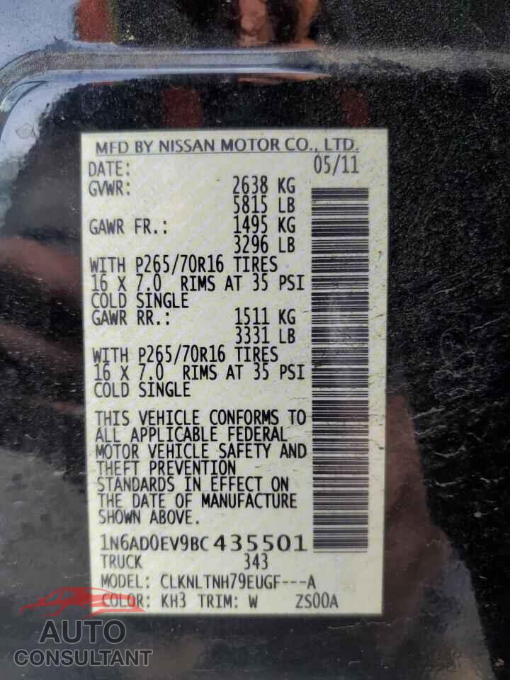NISSAN FRONTIER 2011 - 1N6AD0EV9BC435501