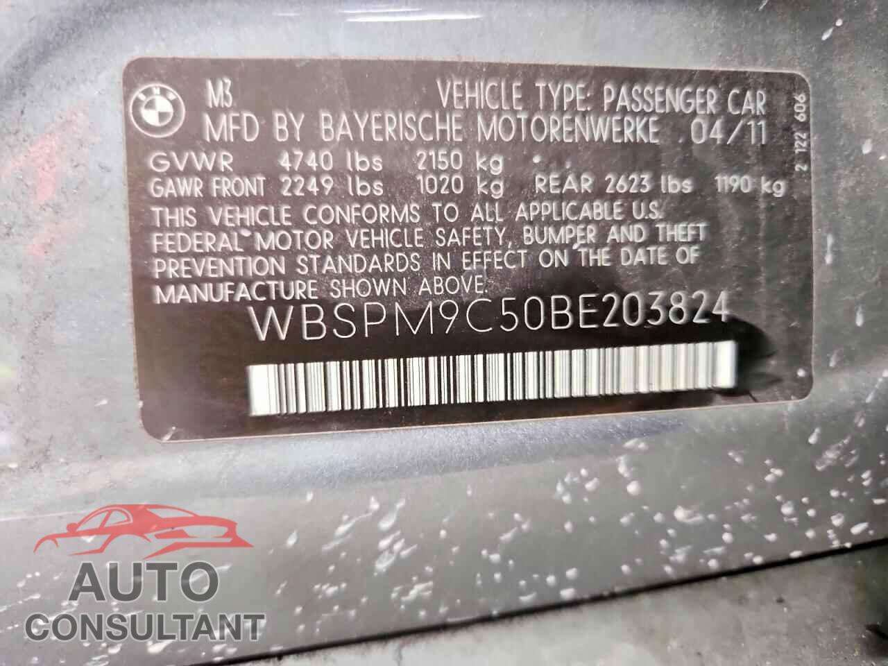 BMW M3 2011 - WBSPM9C50BE203824