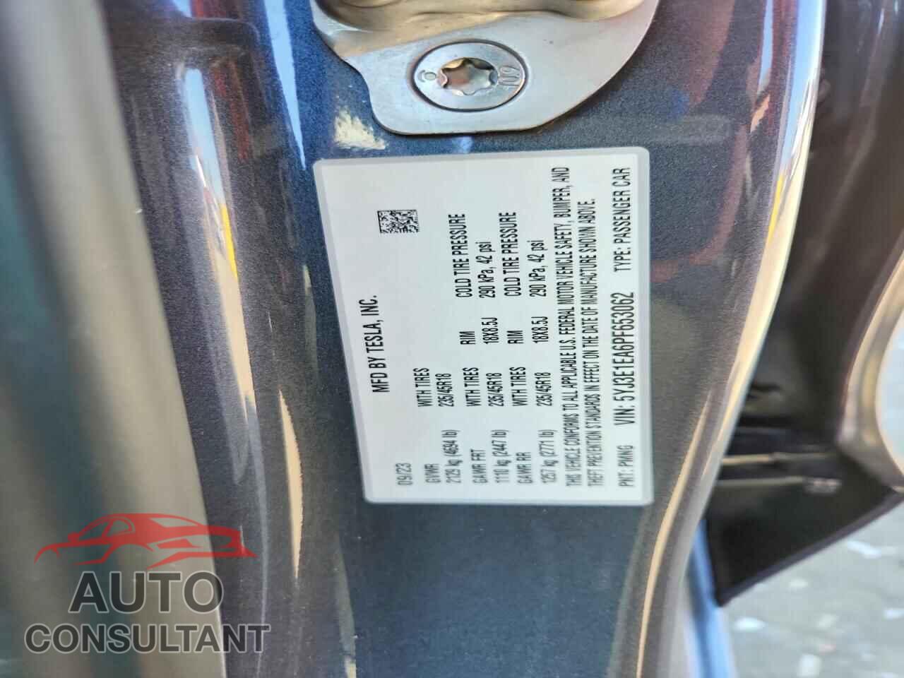 TESLA MODEL 3 2023 - 5YJ3E1EA6PF653062
