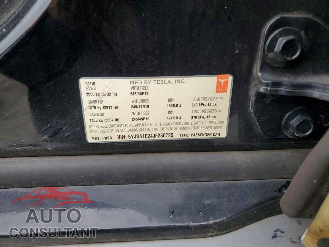 TESLA MODEL S 2018 - 5YJSA1E24JF280725