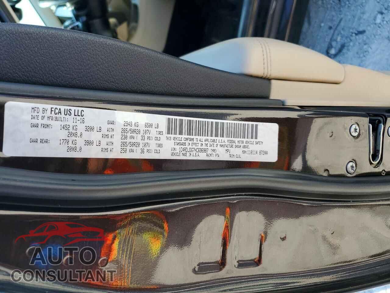 DODGE DURANGO 2017 - 1C4RDJDG7HC696987