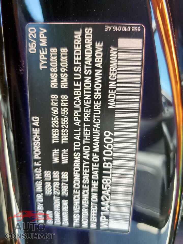 PORSCHE MACAN 2020 - WP1AA2A58LLB10609