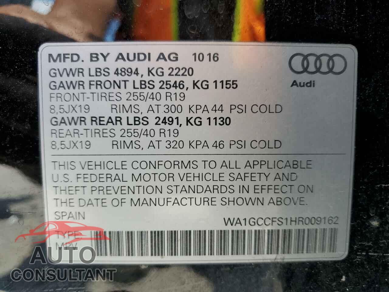 AUDI Q3 2017 - WA1GCCFS1HR009162