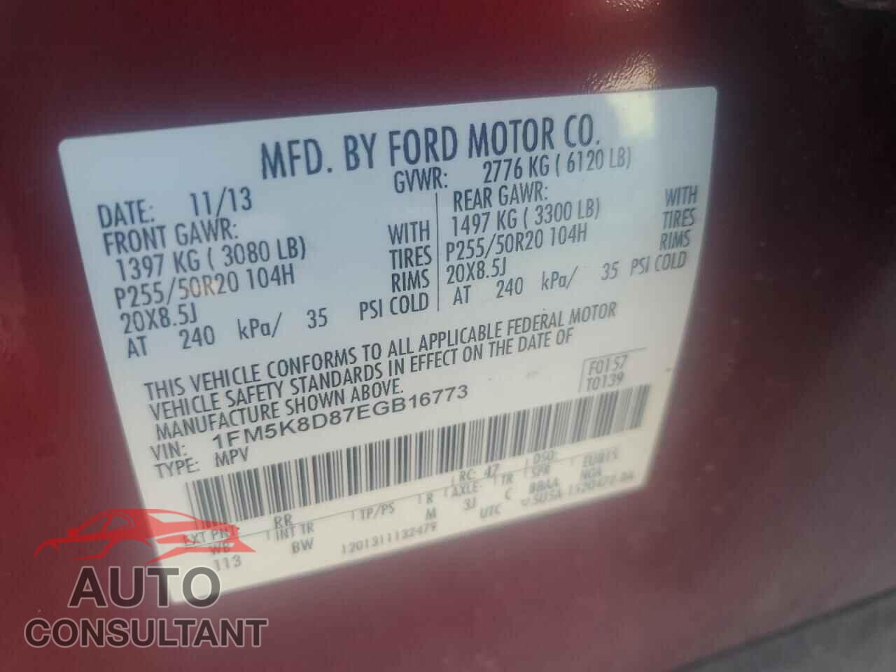 FORD EXPLORER 2014 - 1FM5K8D87EGB16773