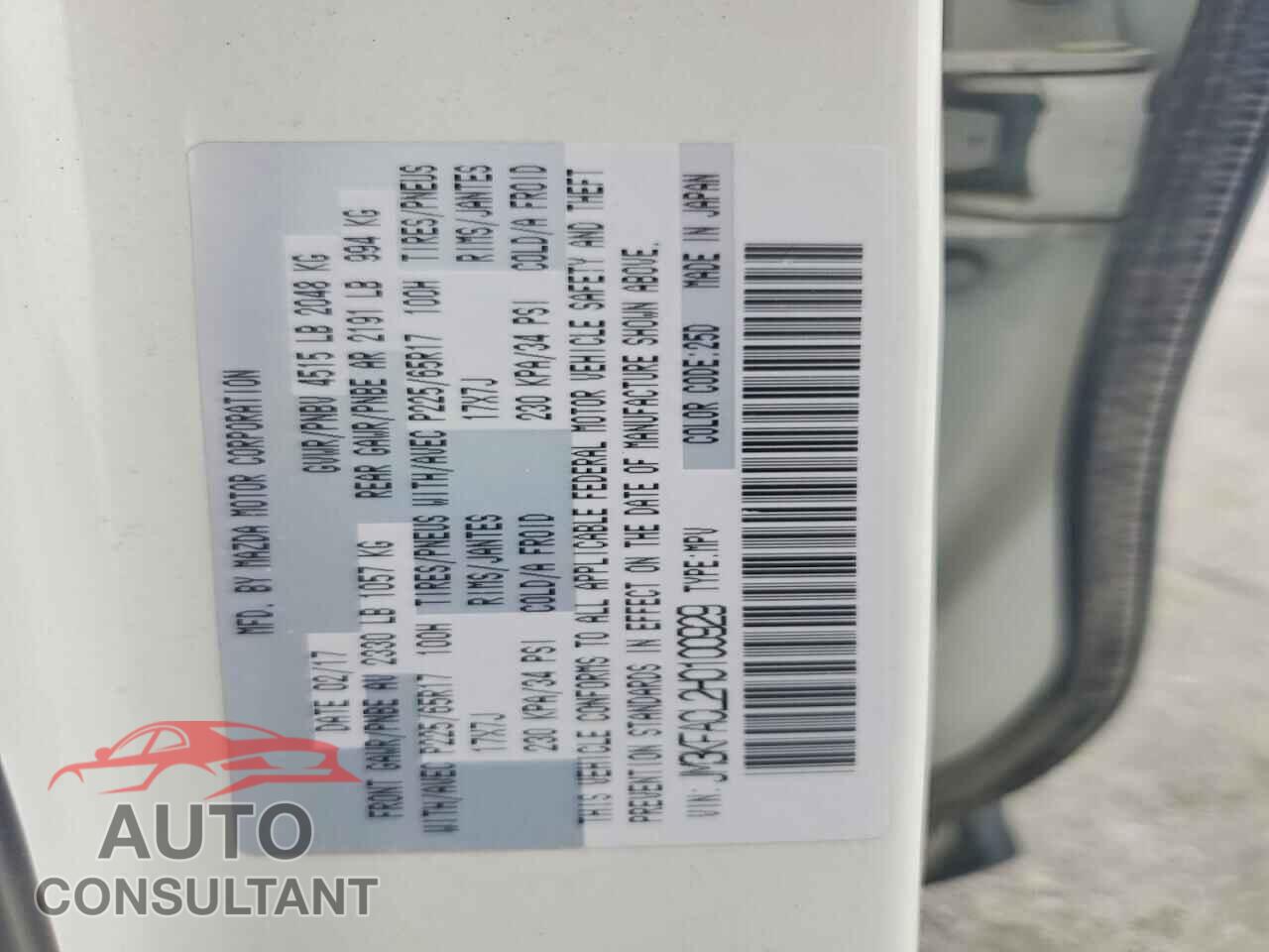 MAZDA CX-5 2017 - JM3KFACL2H0100929