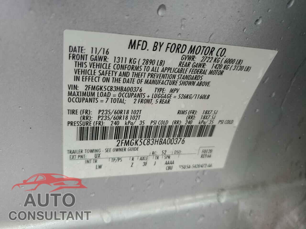 FORD FLEX 2017 - 2FMGK5C83HBA00376
