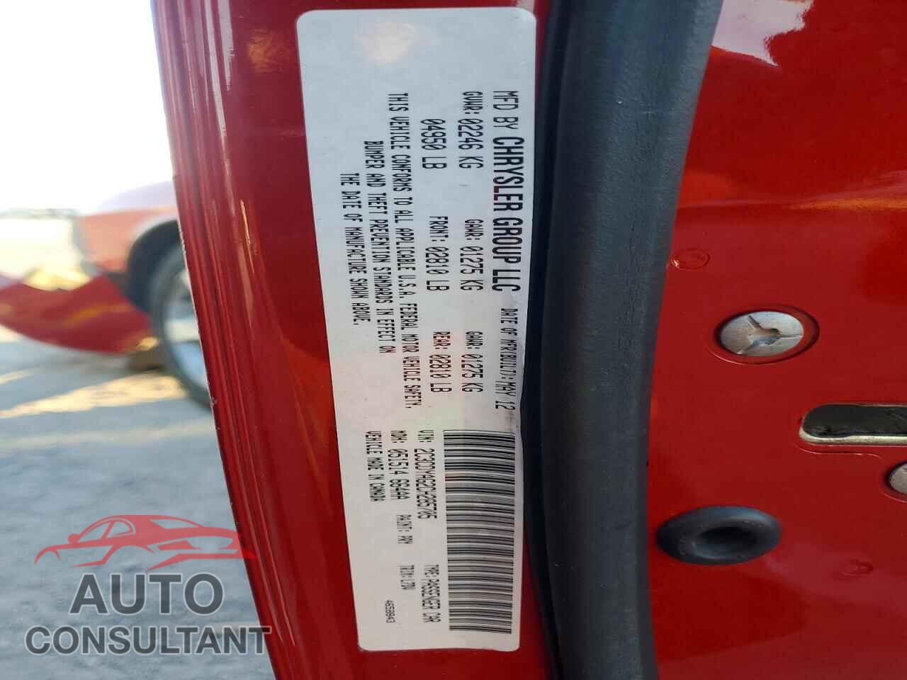 DODGE CHALLENGER 2012 - 2C3CDYAG2CH285705