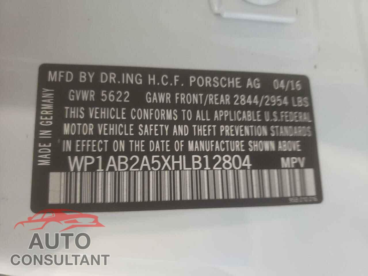 PORSCHE MACAN 2017 - WP1AB2A5XHLB12804