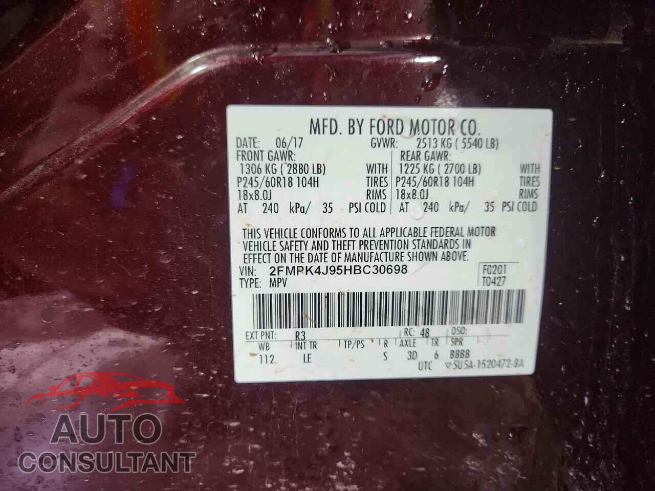 FORD EDGE 2017 - 2FMPK4J95HBC30698