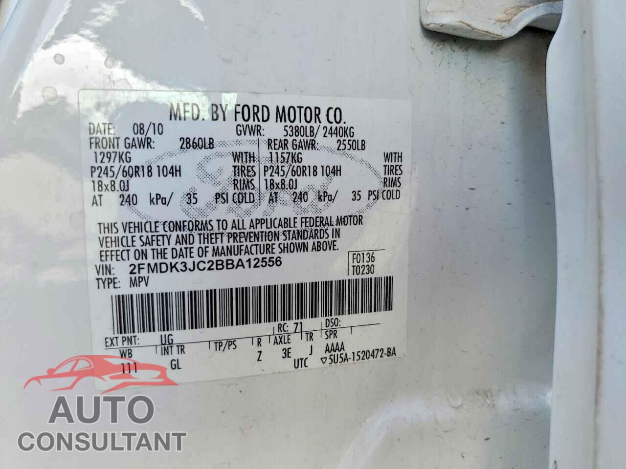 FORD EDGE 2011 - 2FMDK3JC2BBA12556