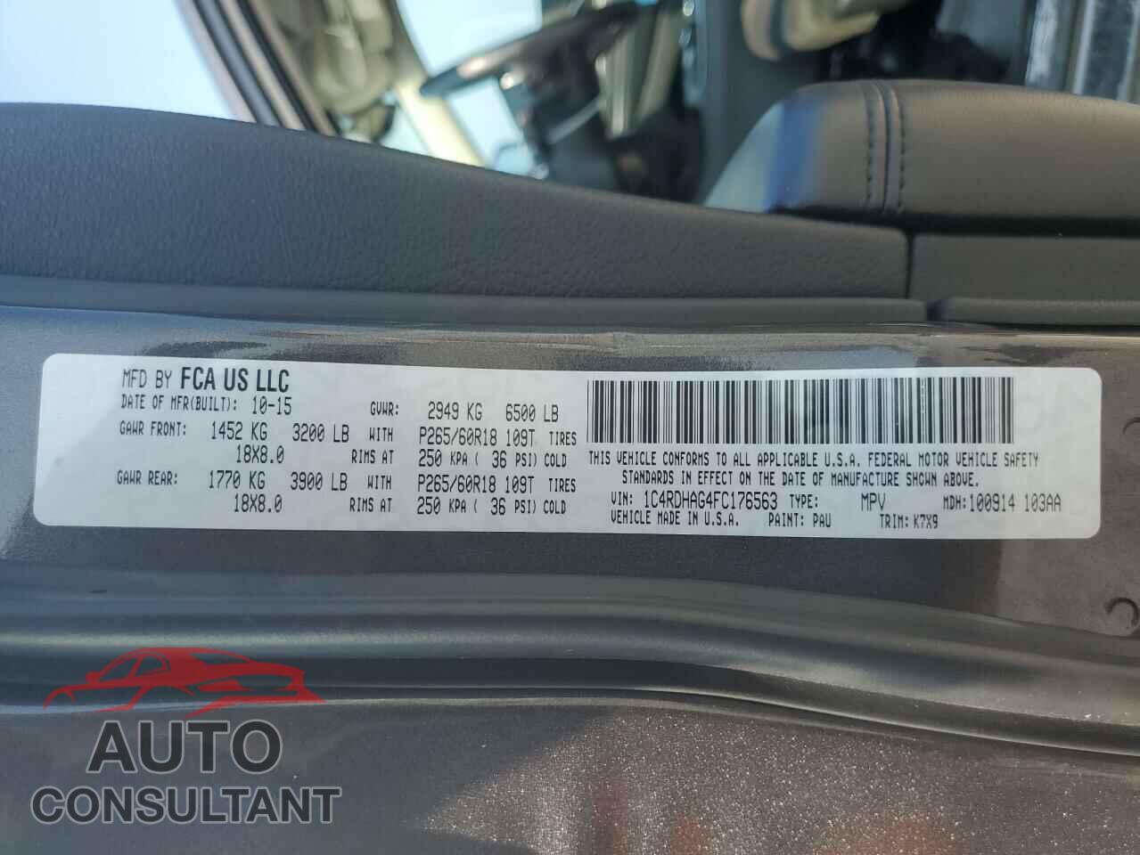 DODGE DURANGO 2015 - 1C4RDHAG4FC176563