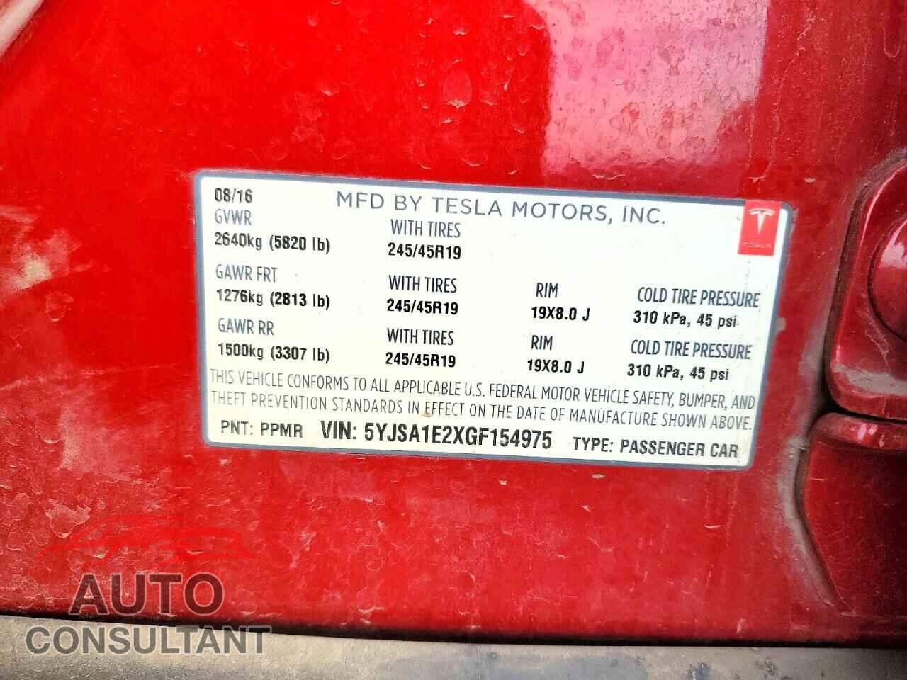 TESLA MODEL S 2016 - 5YJSA1E2XGF154975