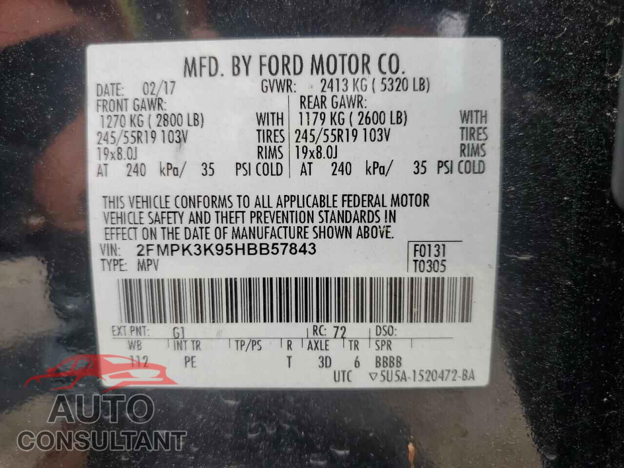 FORD EDGE 2017 - 2FMPK3K95HBB57843