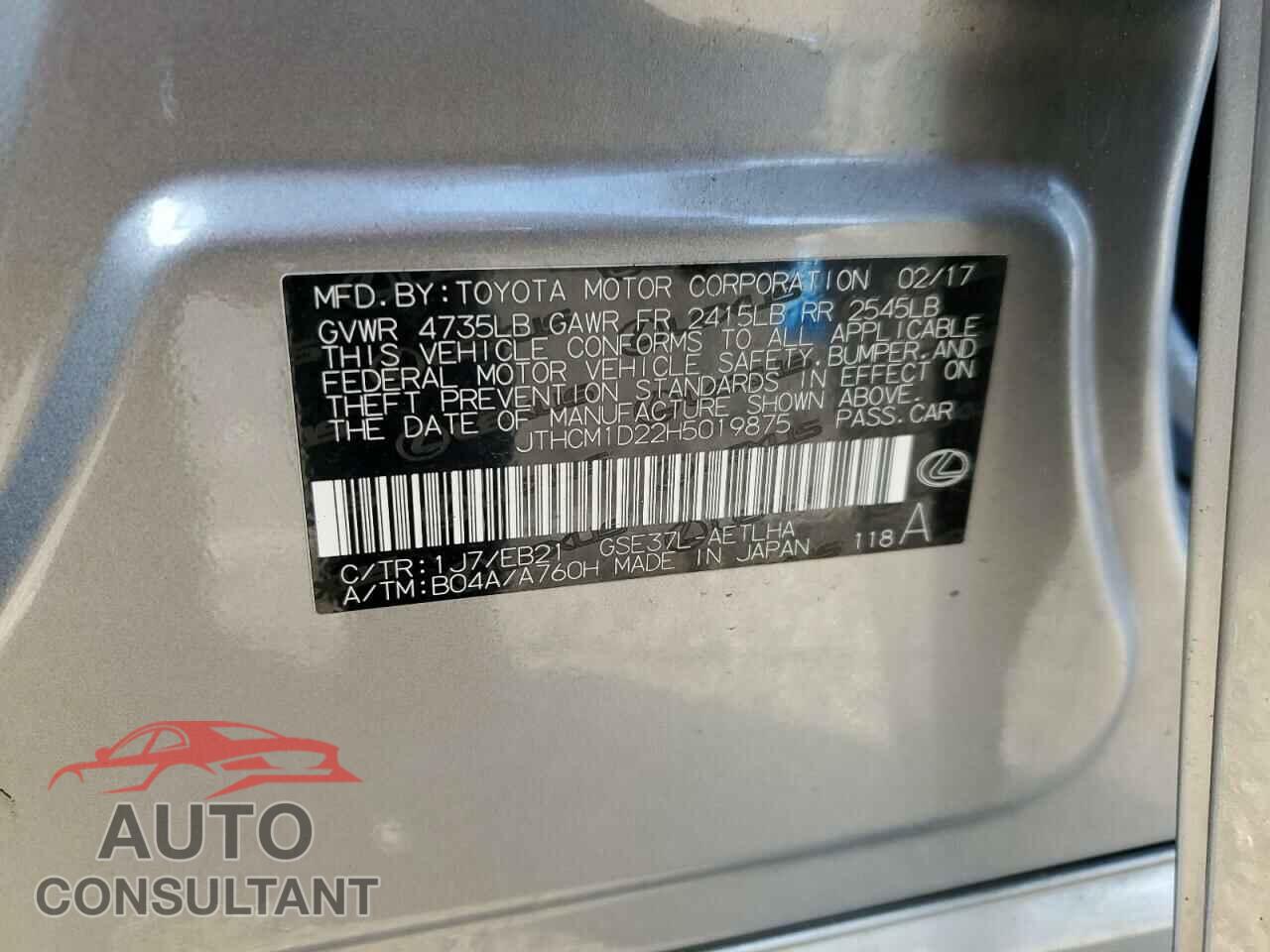 LEXUS IS 2017 - JTHCM1D22H5019875