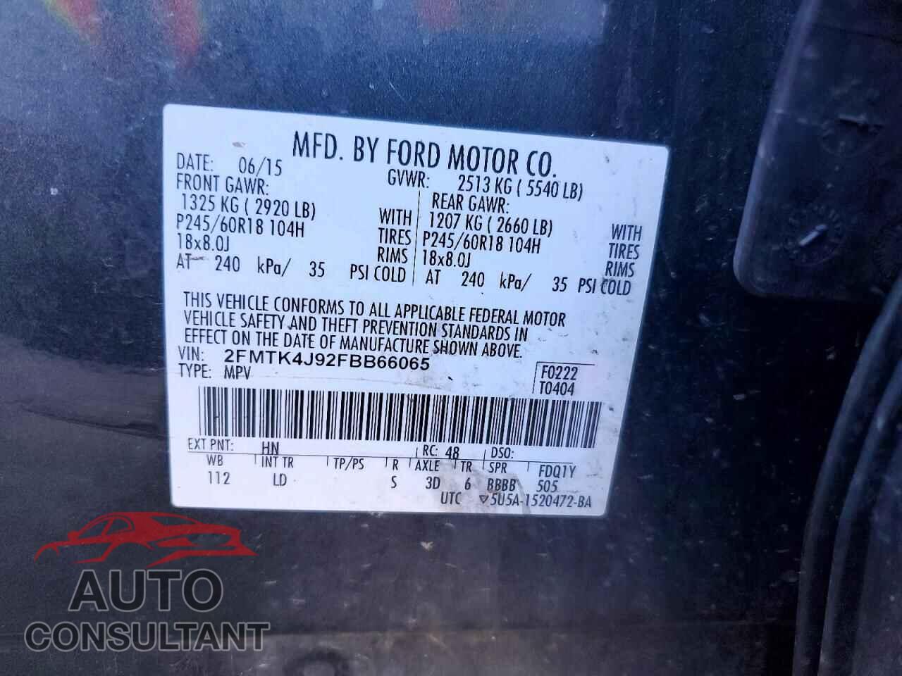FORD EDGE 2015 - 2FMTK4J92FBB66065
