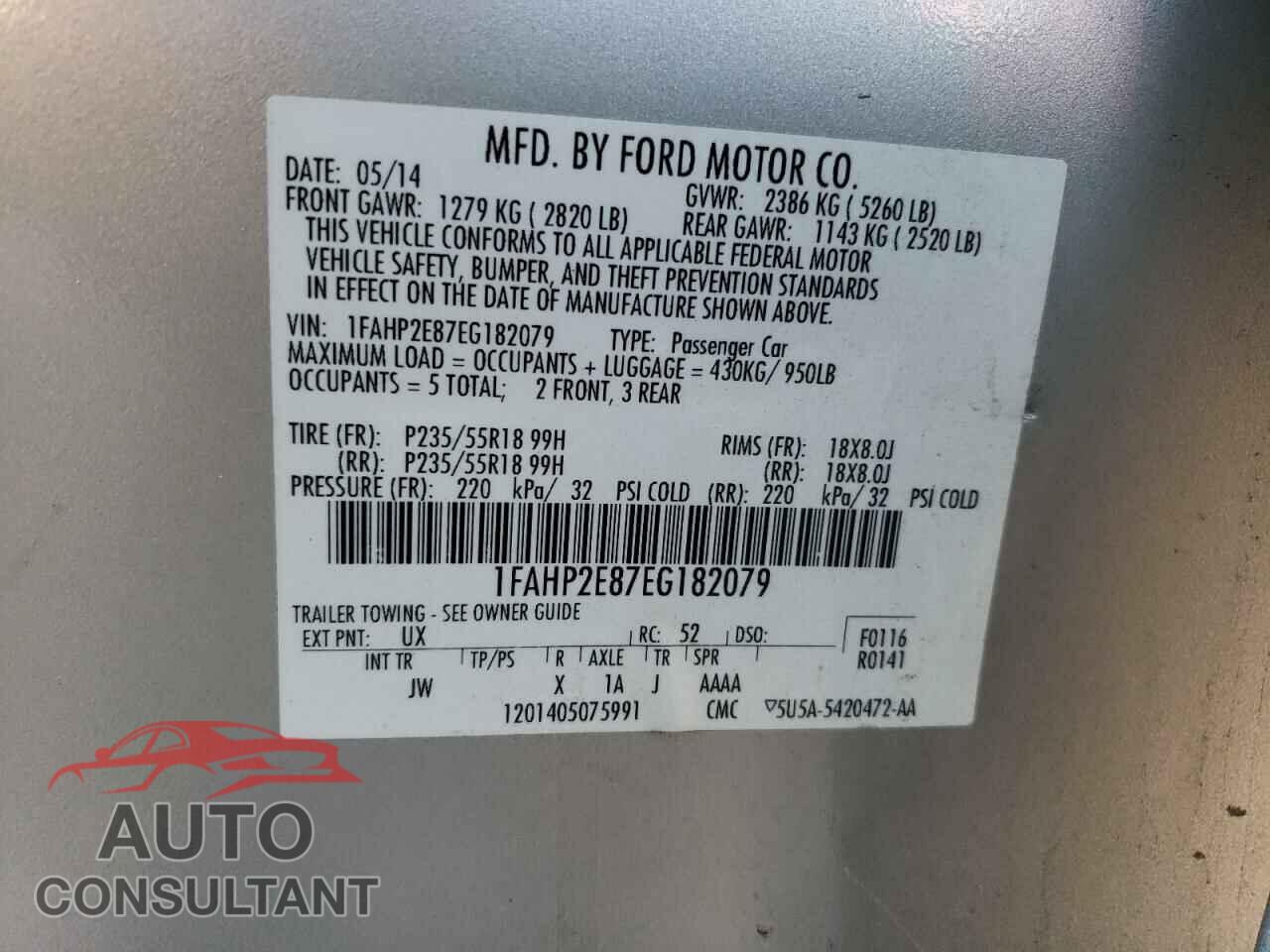FORD TAURUS 2017 - 1FAHP2E87EG182079