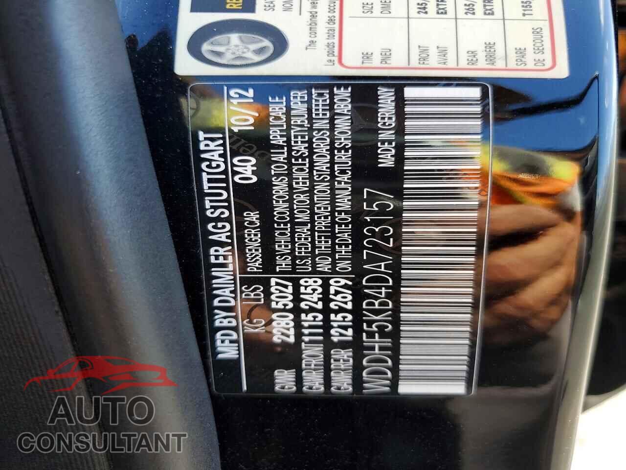 MERCEDES-BENZ E-CLASS 2013 - WDDHF5KB4DA723157