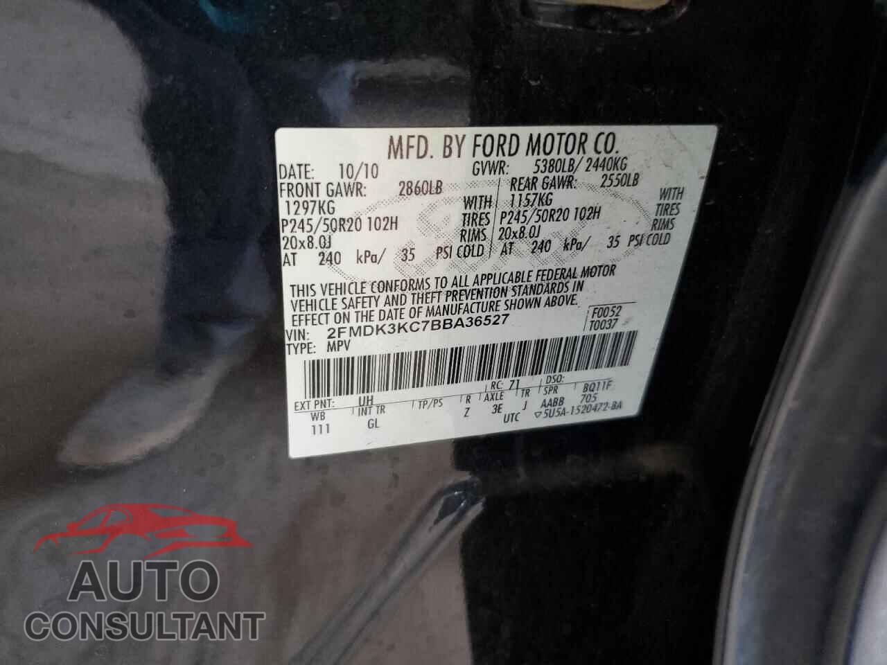 FORD EDGE 2011 - 2FMDK3KC7BBA36527