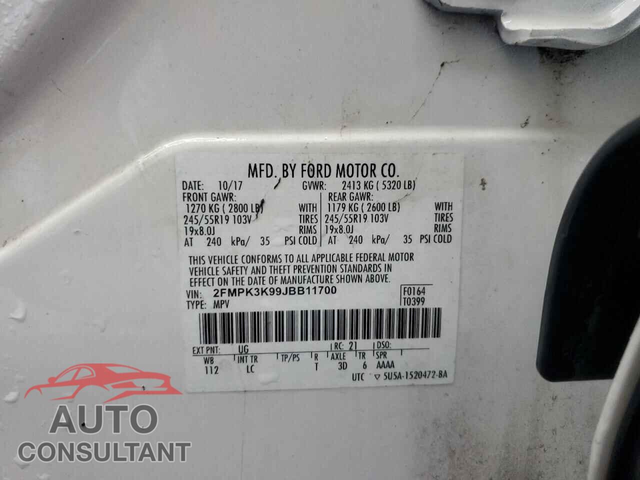 FORD EDGE 2018 - 2FMPK3K99JBB11700