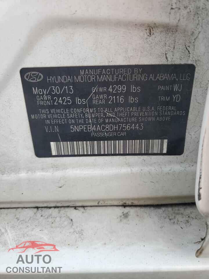 HYUNDAI SONATA 2013 - 5NPEB4AC8DH756443