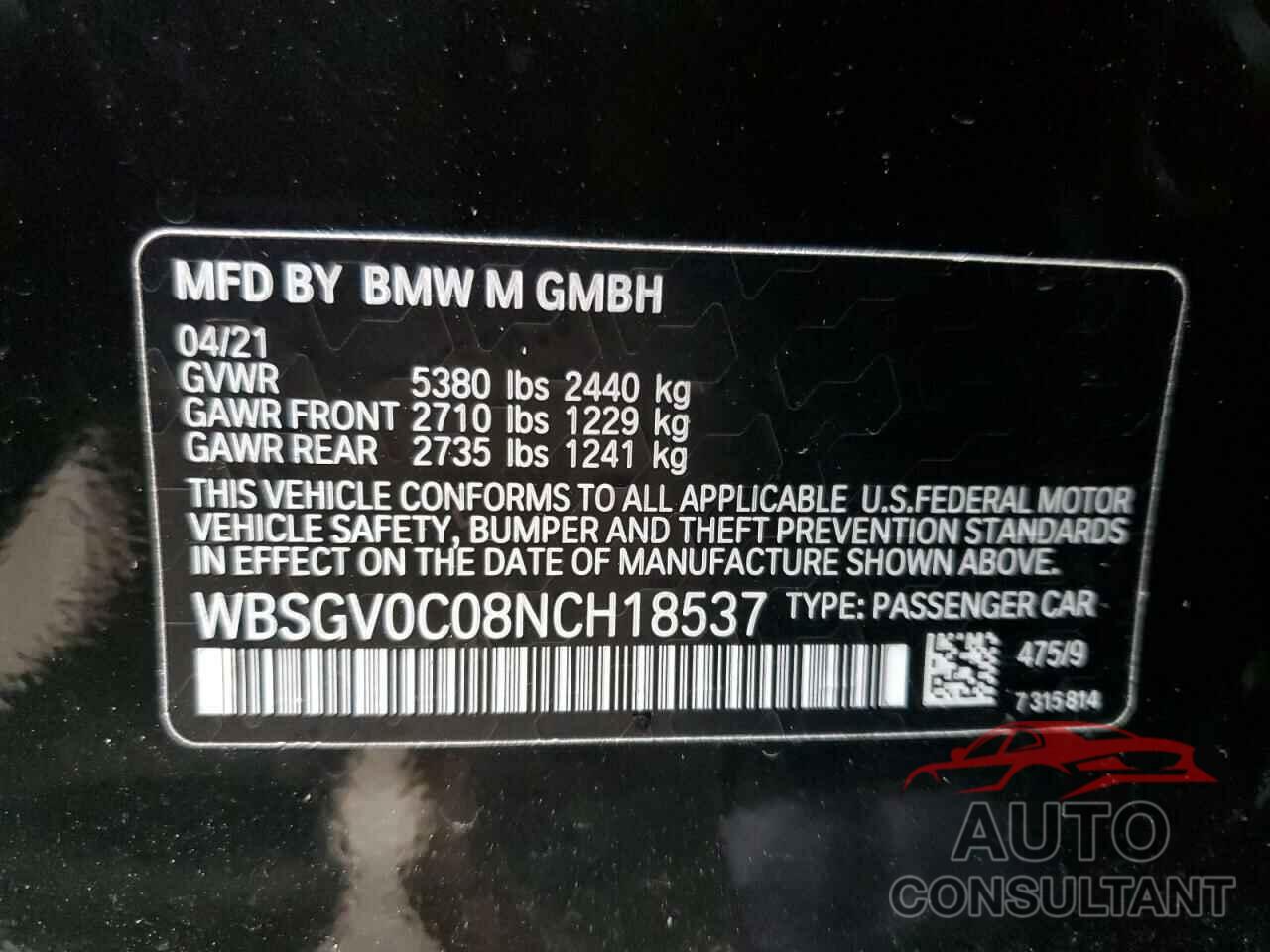 BMW M8 2022 - WBSGV0C08NCH18537