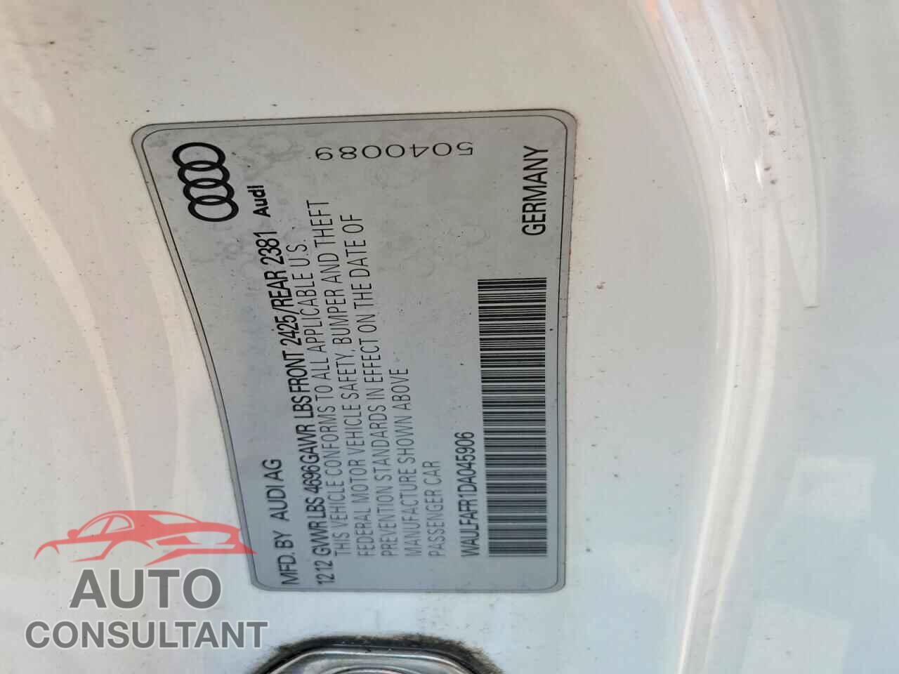 AUDI A5 2013 - WAULFAFR1DA045906