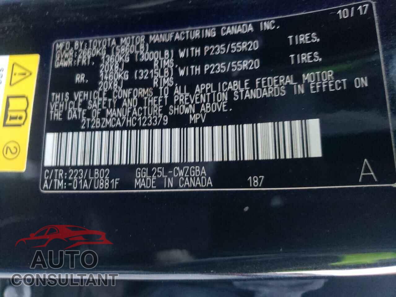 LEXUS RX350 2017 - 2T2BZMCA7HC123379