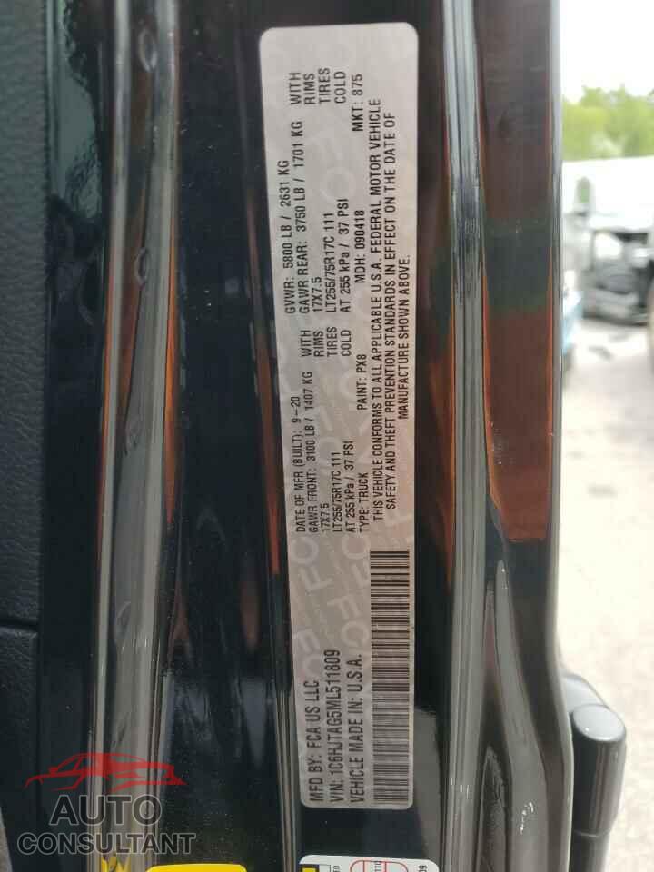 JEEP GLADIATOR 2021 - 1C6HJTAG5ML511809