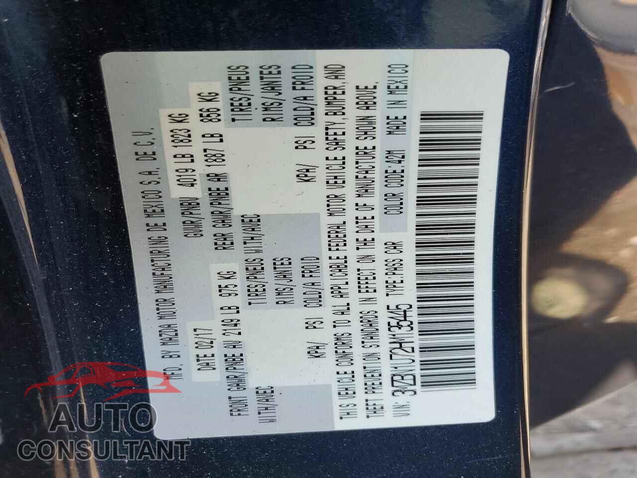 MAZDA 3 2017 - 3MZBN1U72HM135445