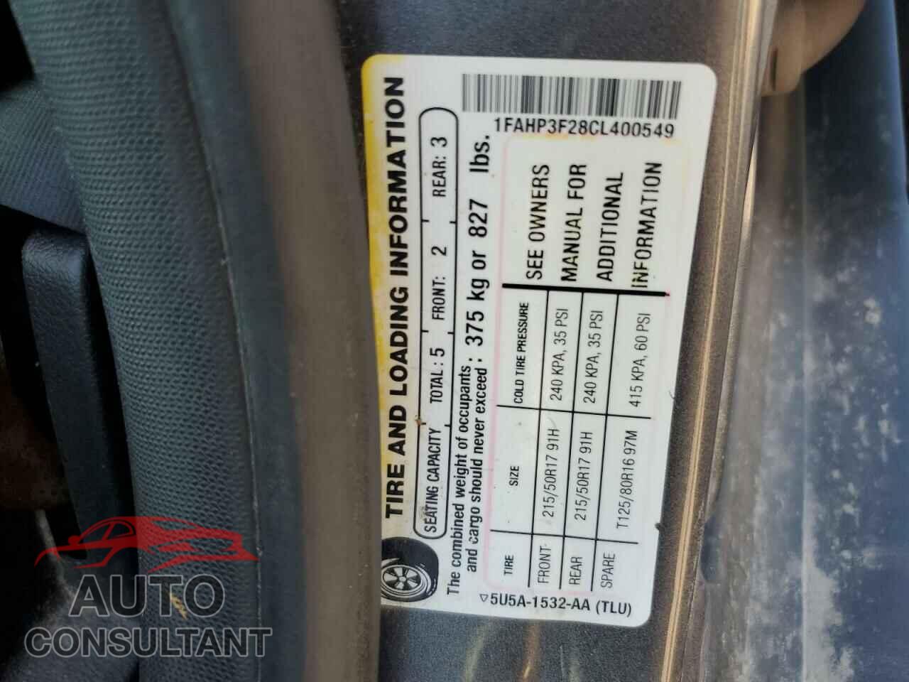FORD FOCUS 2012 - 1FAHP3F28CL400549
