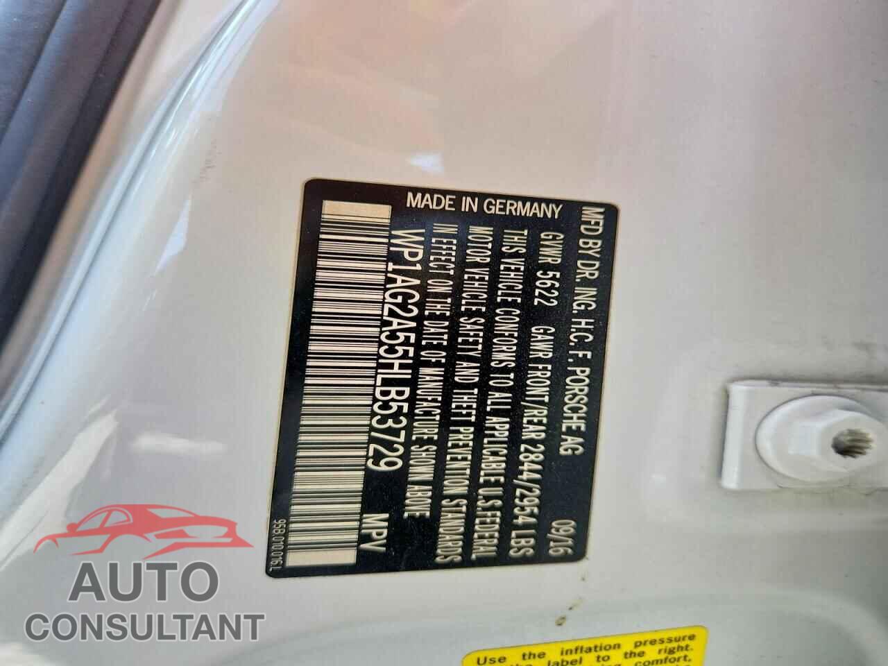 PORSCHE MACAN 2017 - WP1AG2A55HLB53729