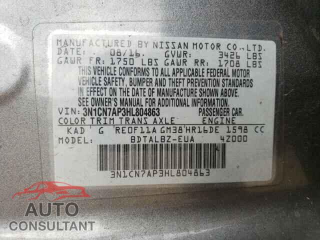 NISSAN VERSA 2017 - 3N1CN7AP3HL804863